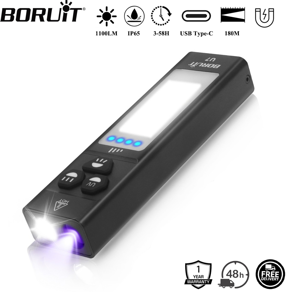 Boruit u7 uv led edc lanterna  - Outdoor Power Bank avaliação e preço