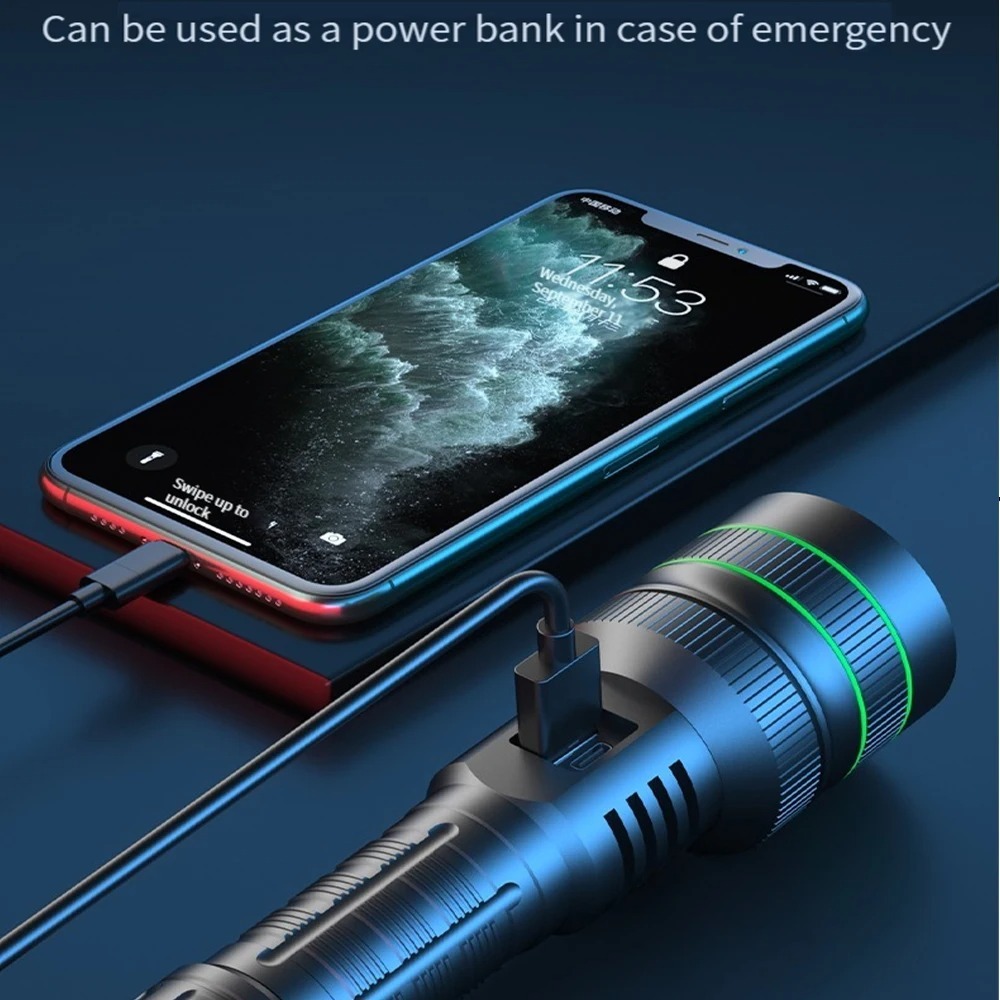 Lanterna LED poderosa com zoom - Outdoor Power Bank avaliação e preço